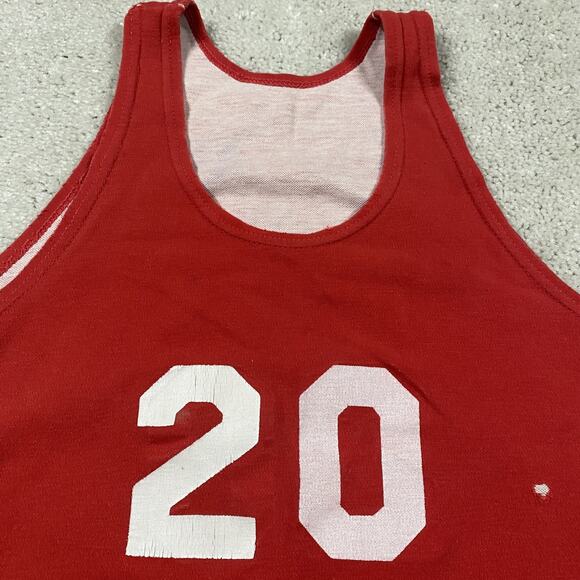 VTG 70s Basketball Jersey Mens M Basketball Practice Retro Double Face Cotton - Picture 4 of 10